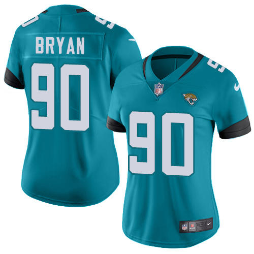 Nike Jaguars #90 Taven Bryan Teal Green Team Color Women's Stitched NFL Vapor Untouchable Limited Jersey - Click Image to Close
